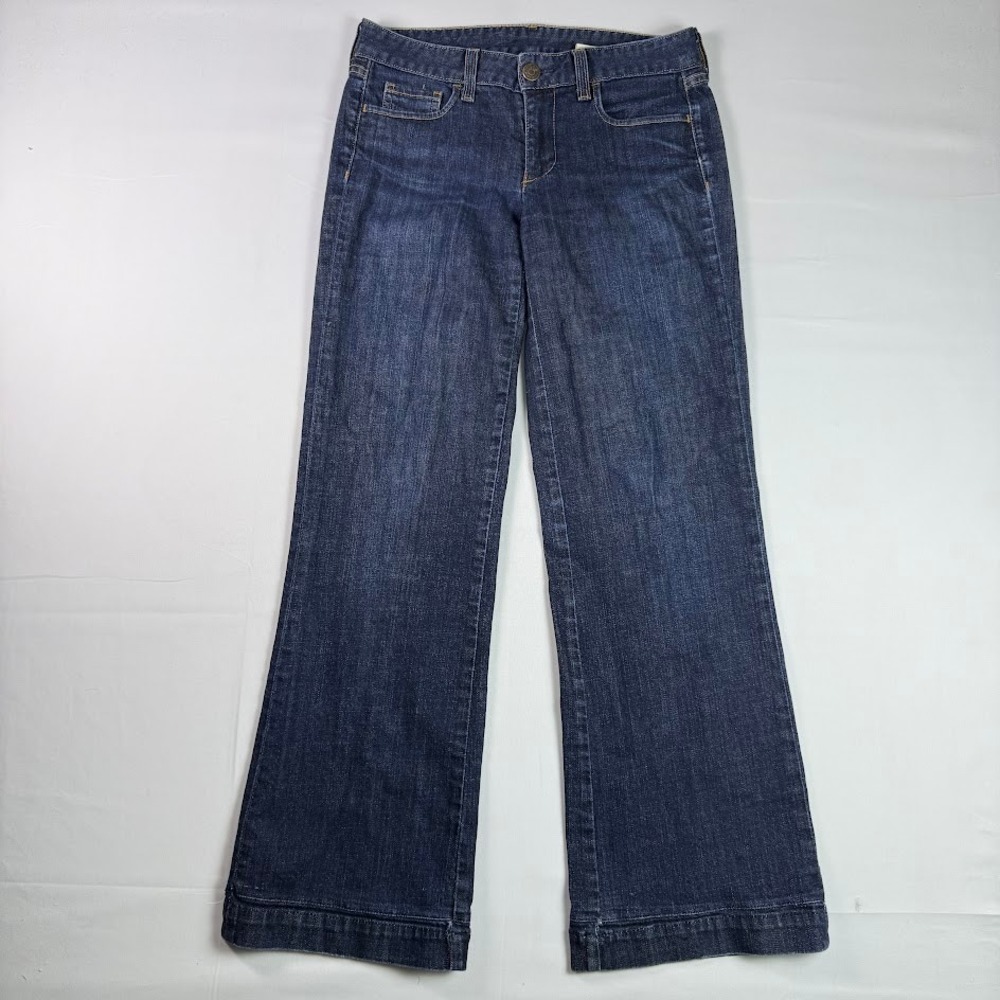 J Crew Vintage Made In USA Dark Wash Low Rise Bootcut Flare Jeans Size 0 Y2K